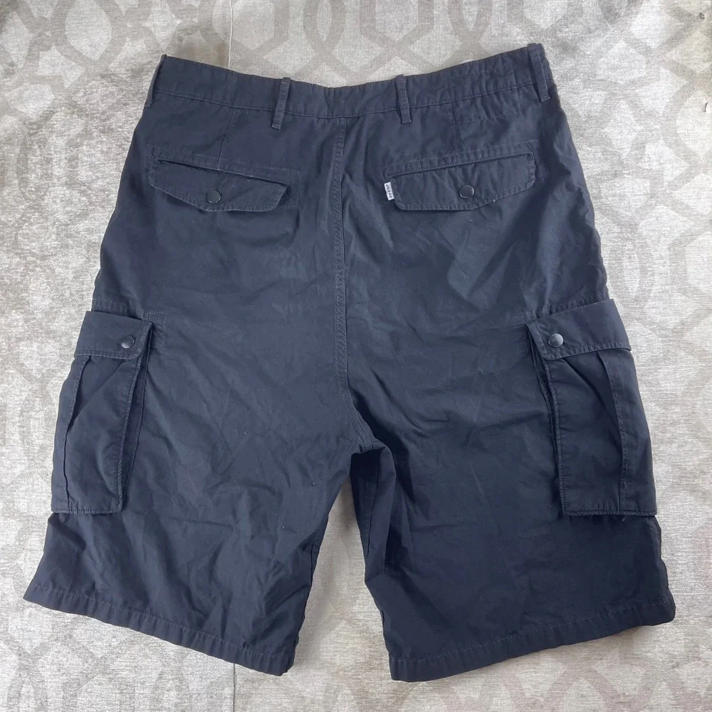 Levi Strauss Mens 36 Navy Blue Cargo Shorts Cotton Blend Utility Summer Outdoor